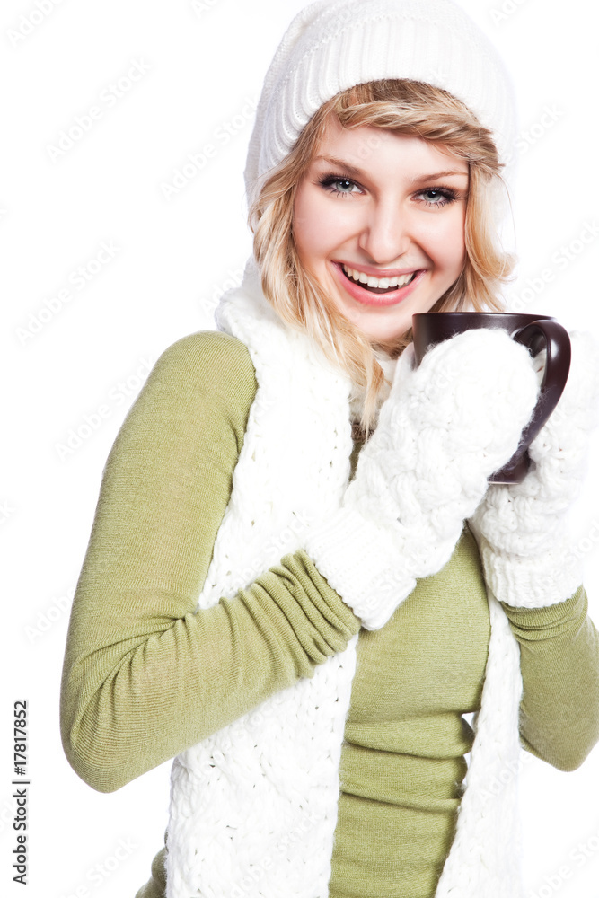 Beautiful woman holding coffee cup Beautiful woman holding coffee cup