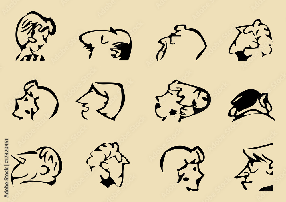 Naklejka premium People expression portrait vector