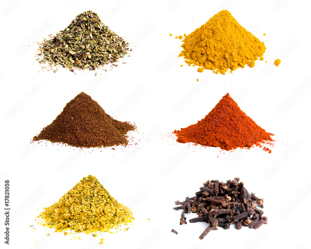 Fototapeta Variety of colorful grounds spices