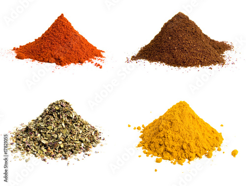 Variety of colorful grounds spices