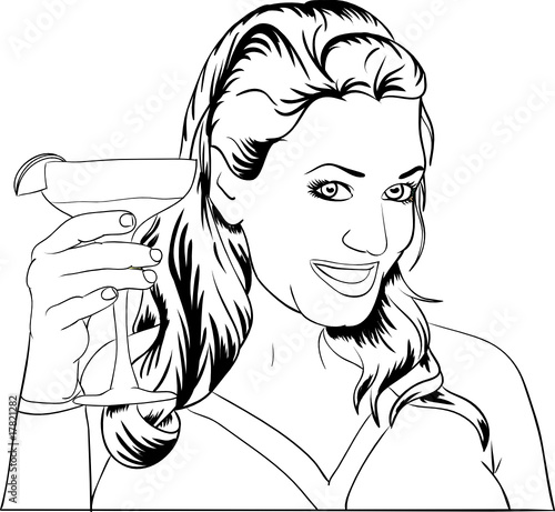 vector - nice women with glass