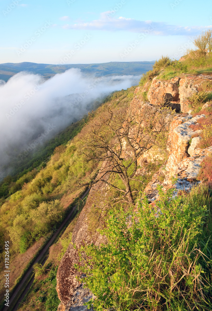 Fototapeta premium Morning cloudy view from top of Mangup ancient settlement