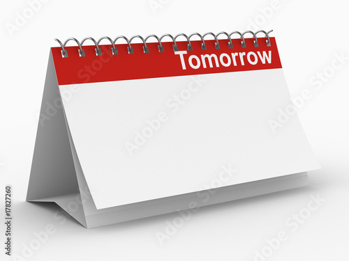Fotografija Calendar for tomorrow on white background. Isolated 3D image