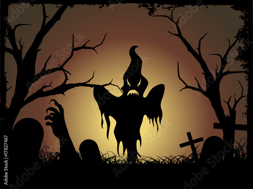 halloween graveyard background, illustration