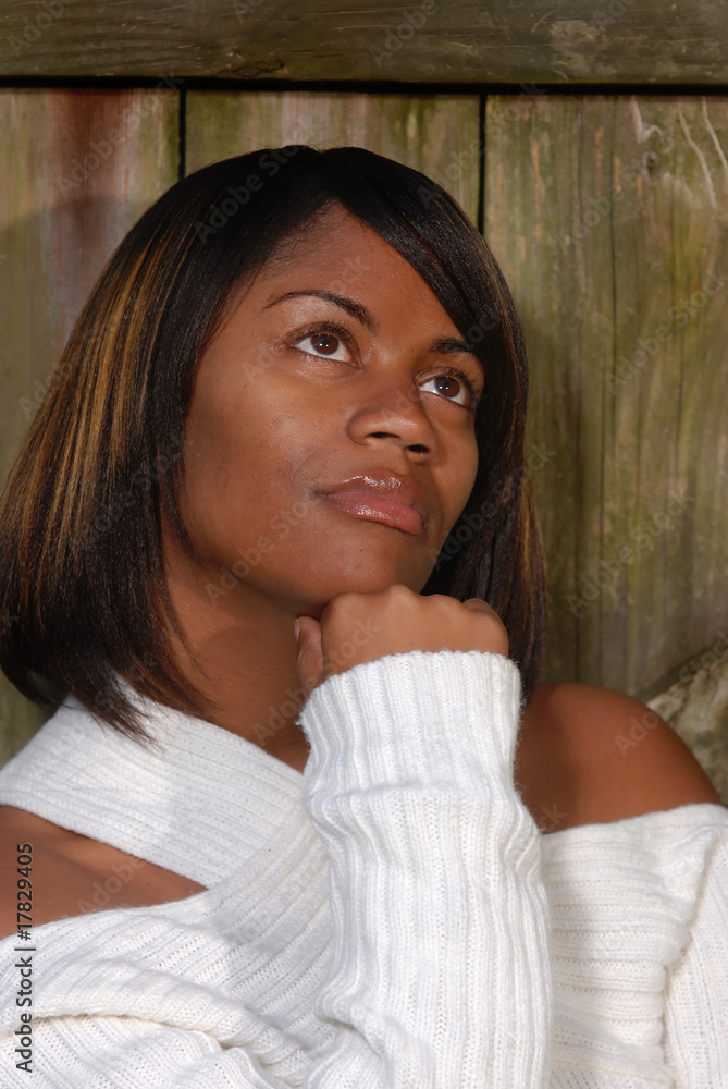African-American woman thinking African-American woman thinking