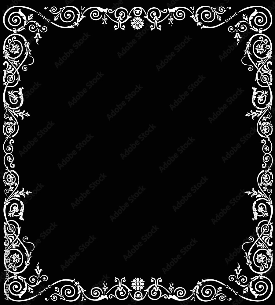 white painted frame with curls white painted frame with curls
