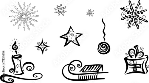Weihnachten, Set in schwarz, x-mas, abstrakt