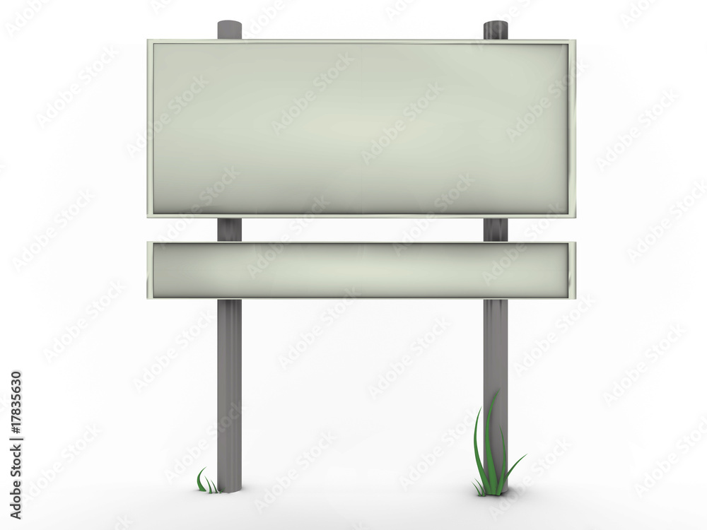 Fototapeta premium Road sign with grass - 3d image