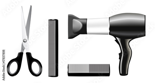 Vecrtor set of combs and scissors. No transparency