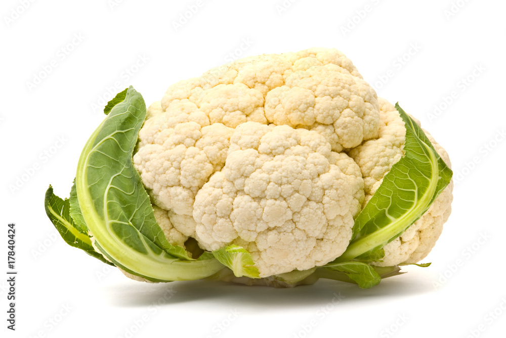 Fresh cauliflower head. Isolated on white background. Fresh cauliflower head. Isolated on white background.