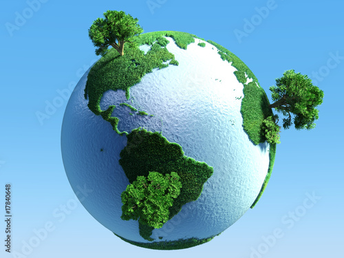 Earth green planet grass and tree