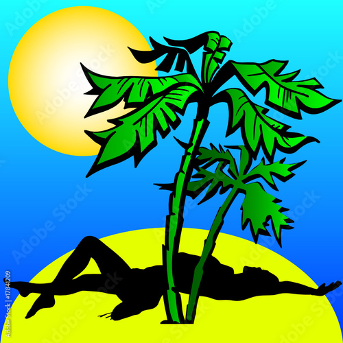 girl under the palm illustration