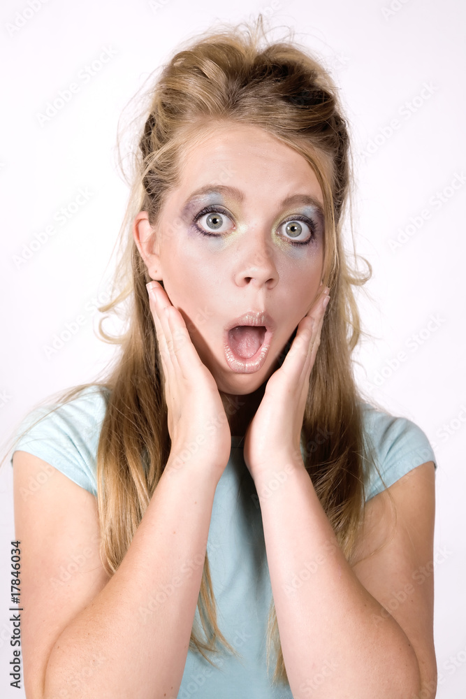 Expression girl surprised wearing make up Expression girl surprised wearing make up