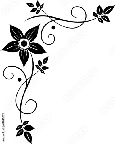 Blume, Blüte, Ranke, filigran, floral, ornamental, schwarz