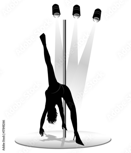Vector illustration of a beautiful striptease dancing girl
