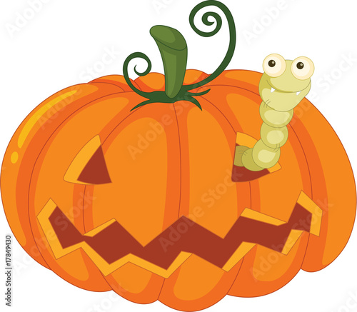 worm and pumpkin