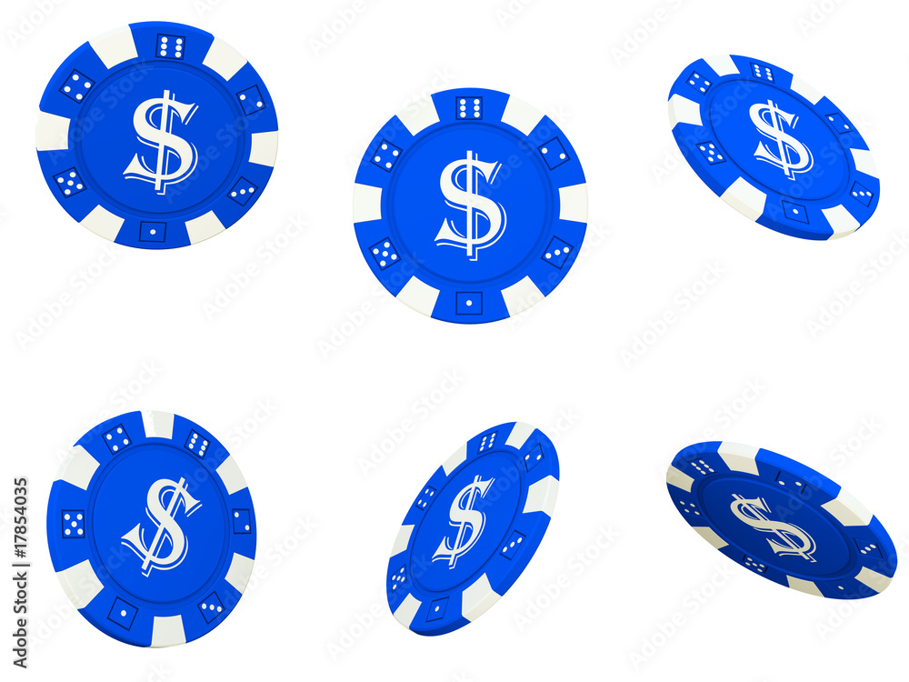 Isolated blue poker chips 3D Isolated blue poker chips 3D