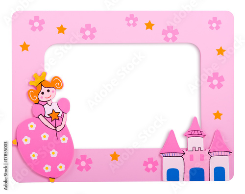 glamourous pink  photo frame with castle and a princess on it