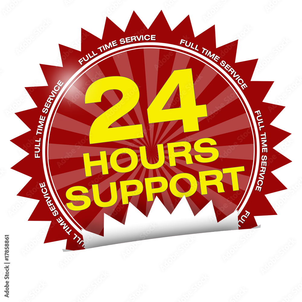 button label logo 24 hours support full time service button label logo 24 hours support full time service
