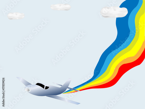 Jet with rainbow in the sky