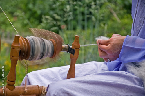 Photography Closeup of Wool Being Hand Spun