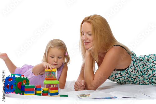 Mother and daughter play