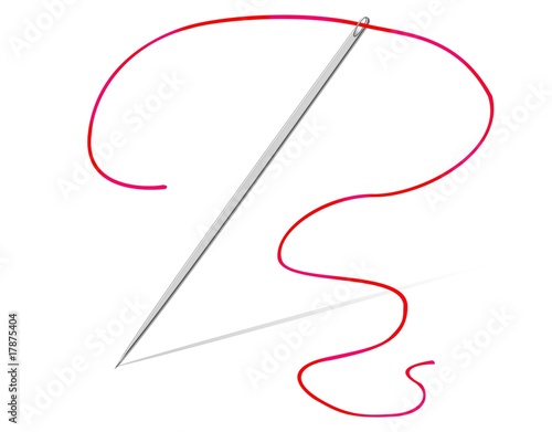 Foto needle and red string isolate