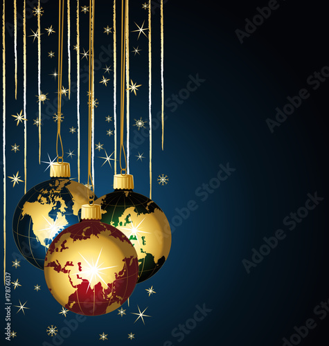 World globe balls on a festive blue background