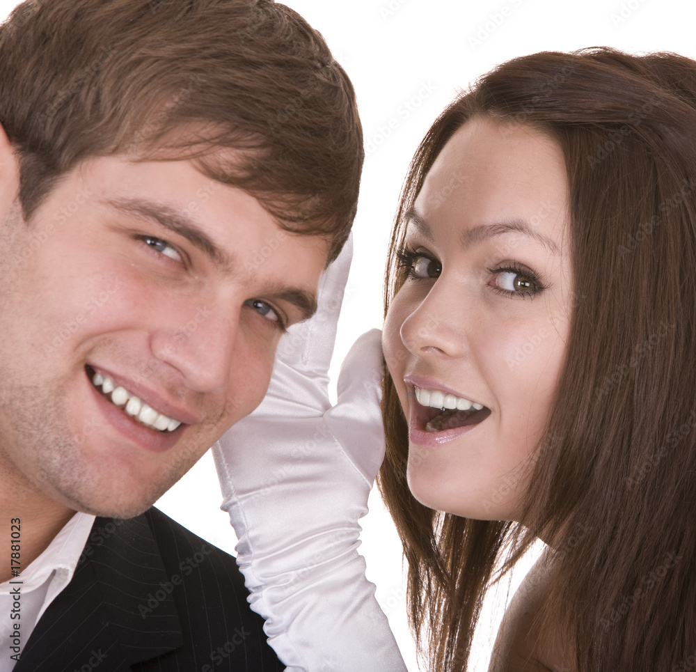 Couple of girl and man. Love. Isolated. Couple of girl and man. Love. Isolated.