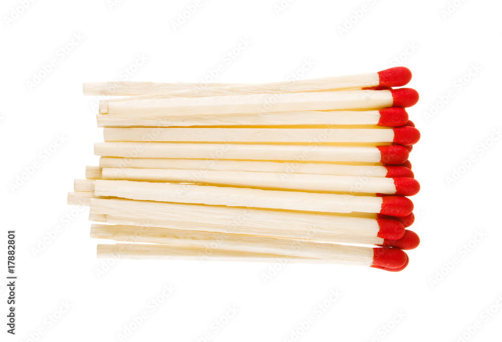 Set of red matches close up on white background Set of red matches close up on white background