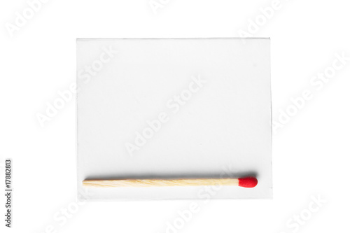 red match on a white box isolated on a white background.