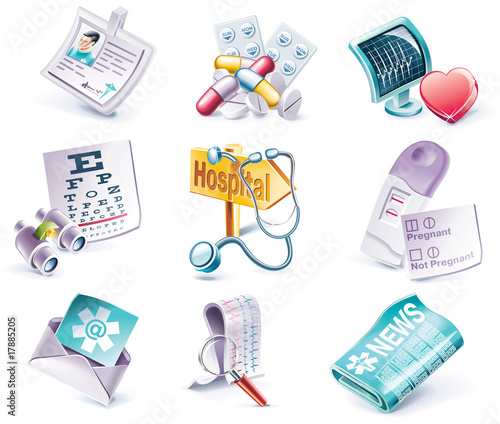 Vector cartoon style icon set. Part 29. Medicine