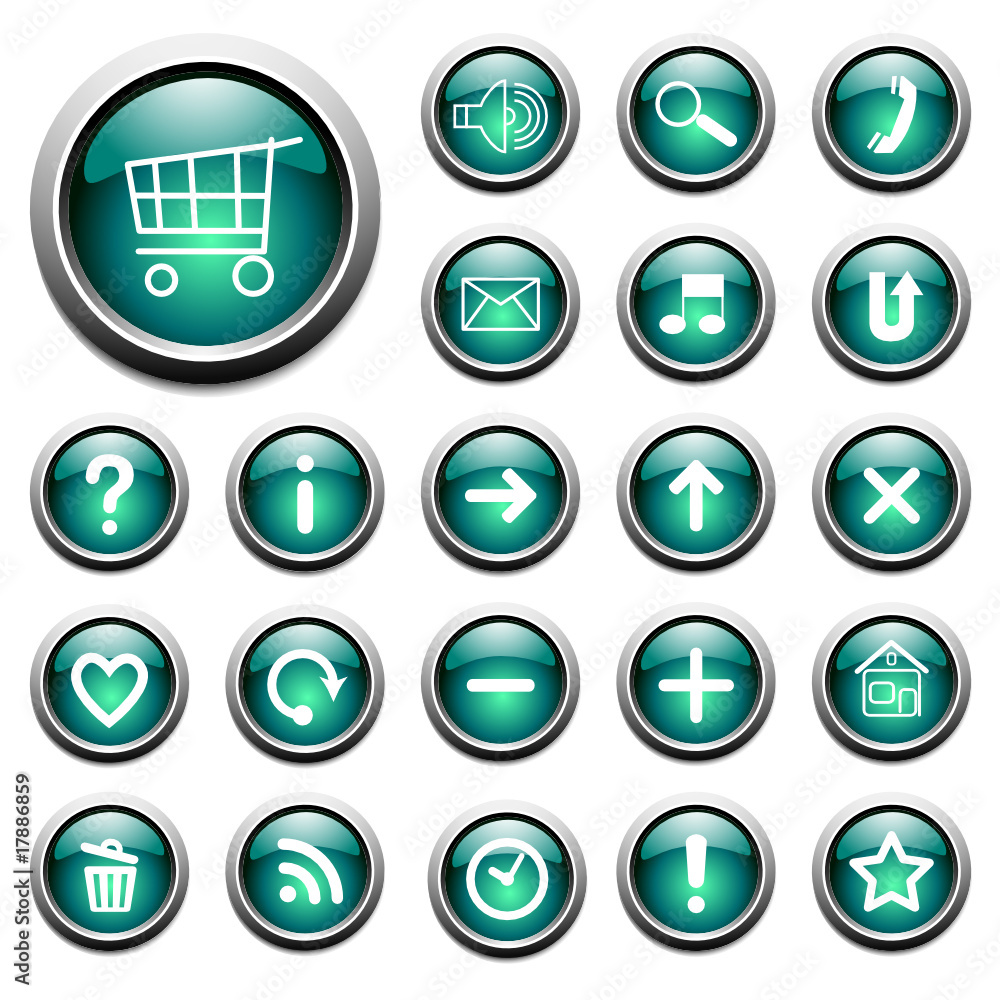 Glossy buttons with symbols. Glossy buttons with symbols.