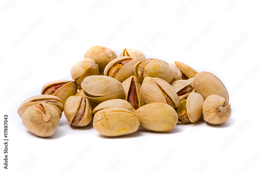 Pistachio on white. Pistachio on white.