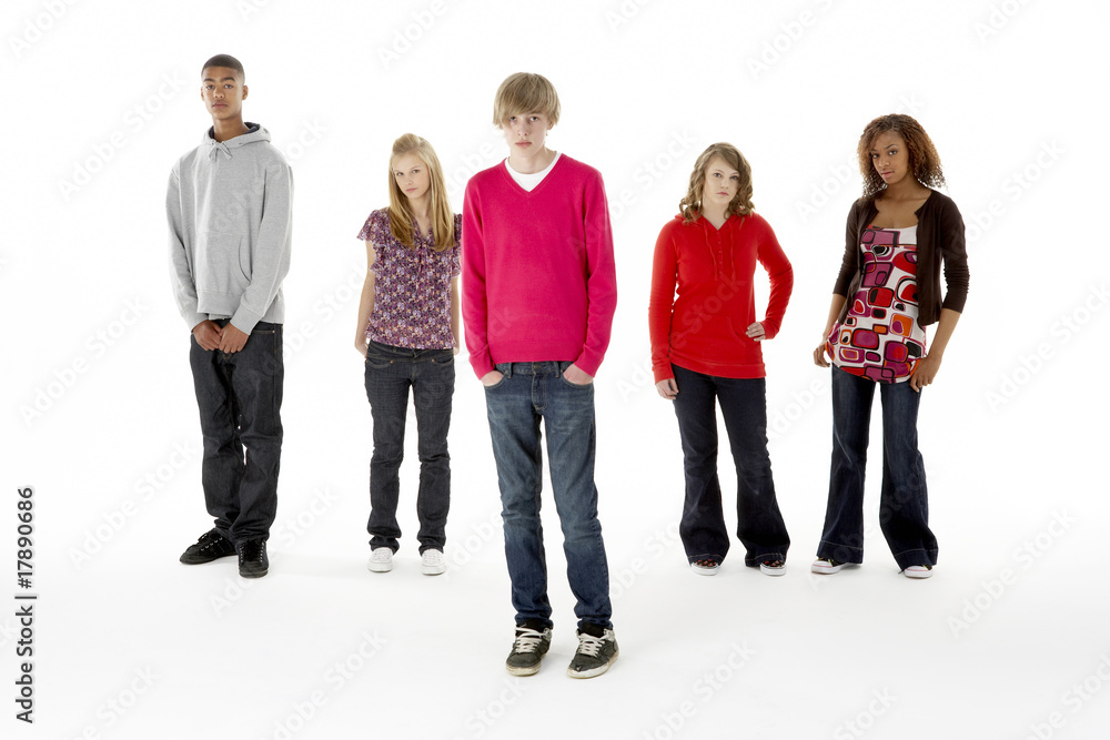 Obraz premium Full Length Studio Portrait Of Five Teenage Friends