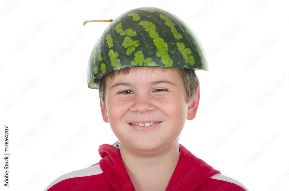 Boy in a cap from a water-melon Boy in a cap from a water-melon