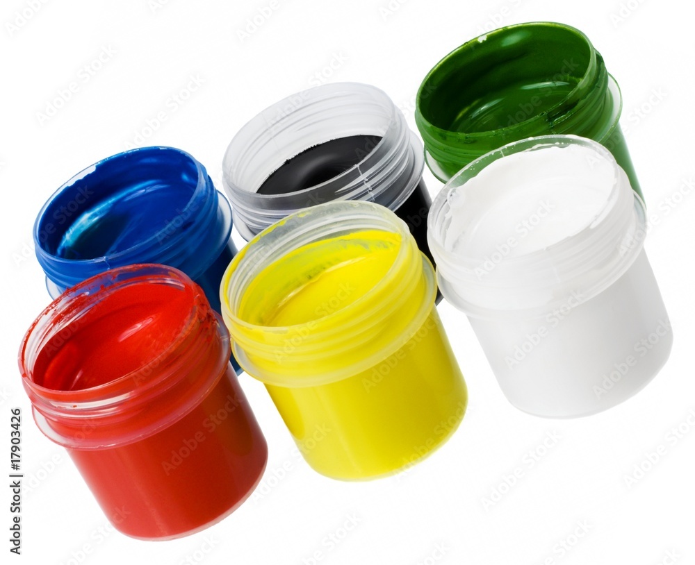 Set of the watercolor gouache paints isolated on white Set of the watercolor gouache paints isolated on white