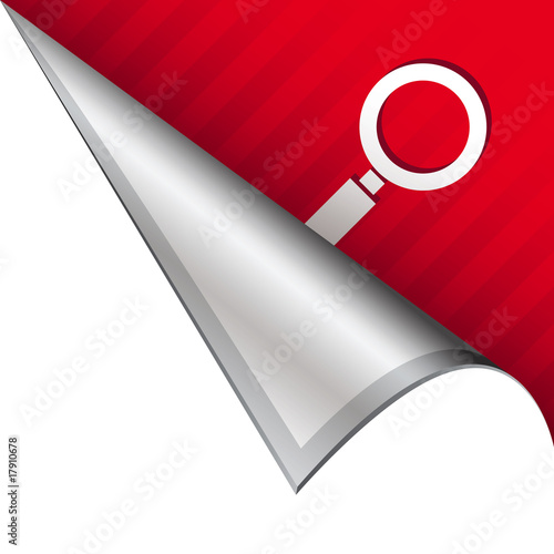 Search or magnifying glass icon on peeling corner tab