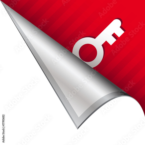 Login or key icon on peeling corner tab