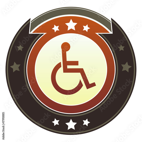 Handicapped or wheelchair symbol on autumn button