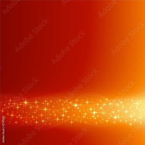Festive red golden Christmas background with stars