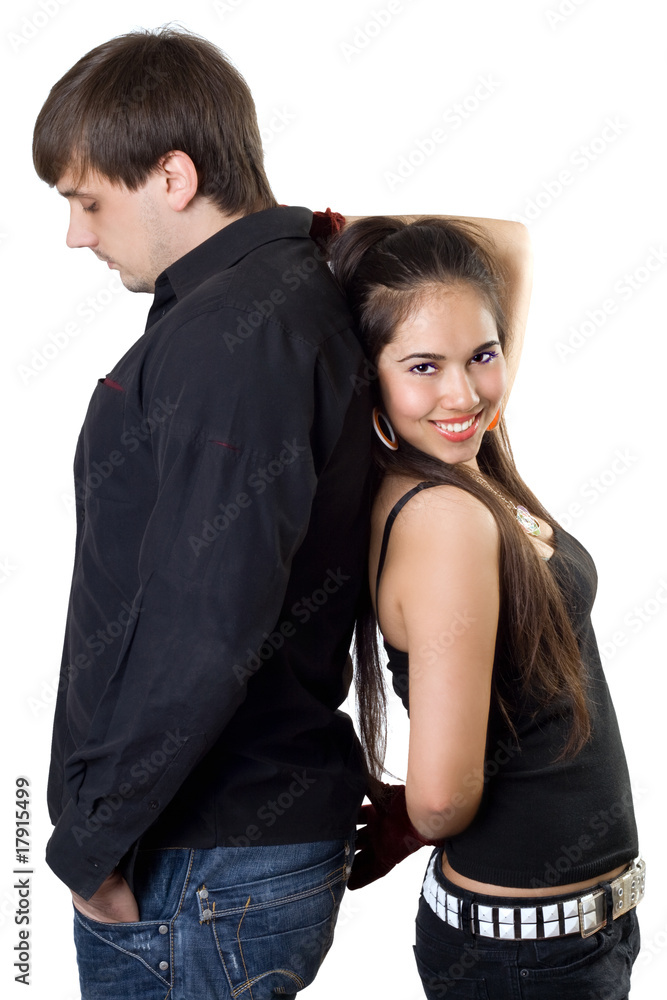 Portrait of the young man and woman. Isolated on white Portrait of the young man and woman. Isolated on white
