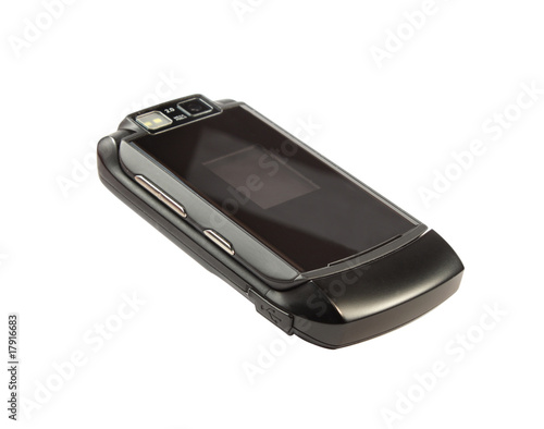 Black cell phone isolated with clipping path