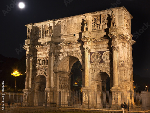 Constantine Arch Night Moon Rome Italy