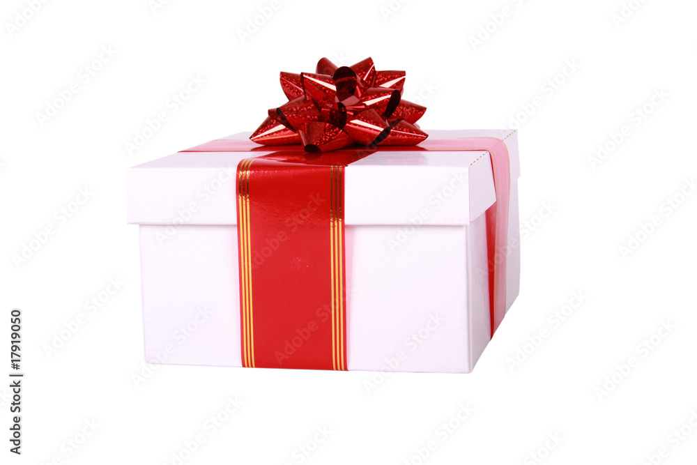 White festive box isolated on white background White festive box isolated on white background