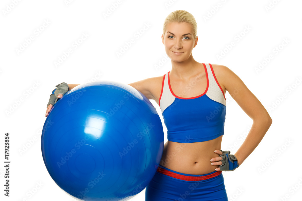 Beautiful fitness trainer with a ball Beautiful fitness trainer with a ball