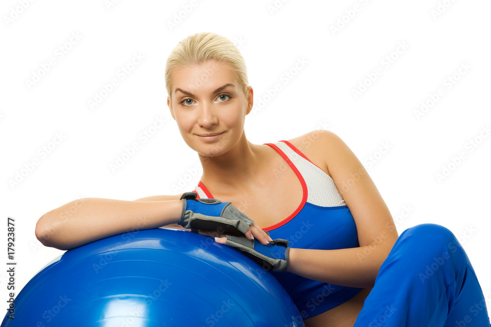 Beautiful fitness trainer with a ball Beautiful fitness trainer with a ball