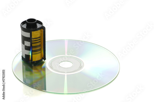 Roll of film on CD with clipping path