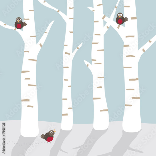 winter landscape with birds