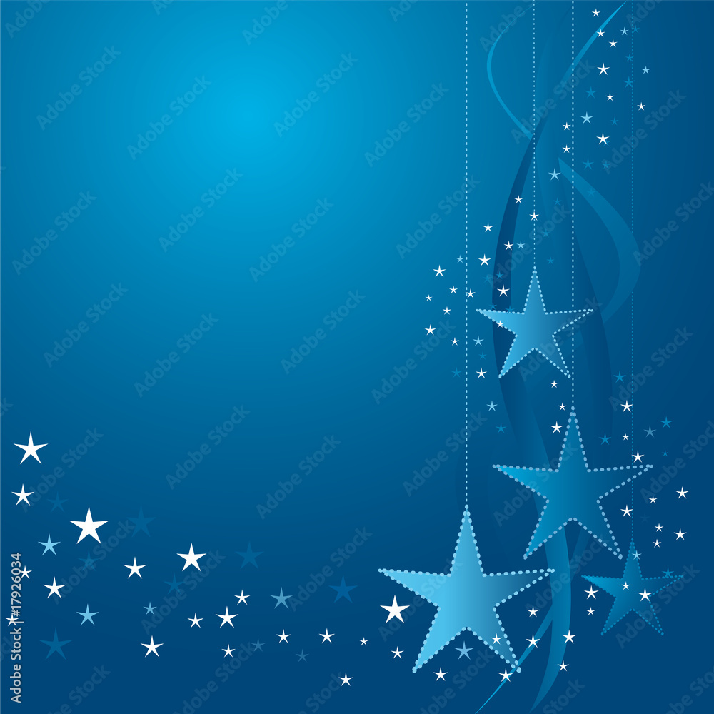 white and blue Christmas stars - obrazy, fototapety, plakaty 